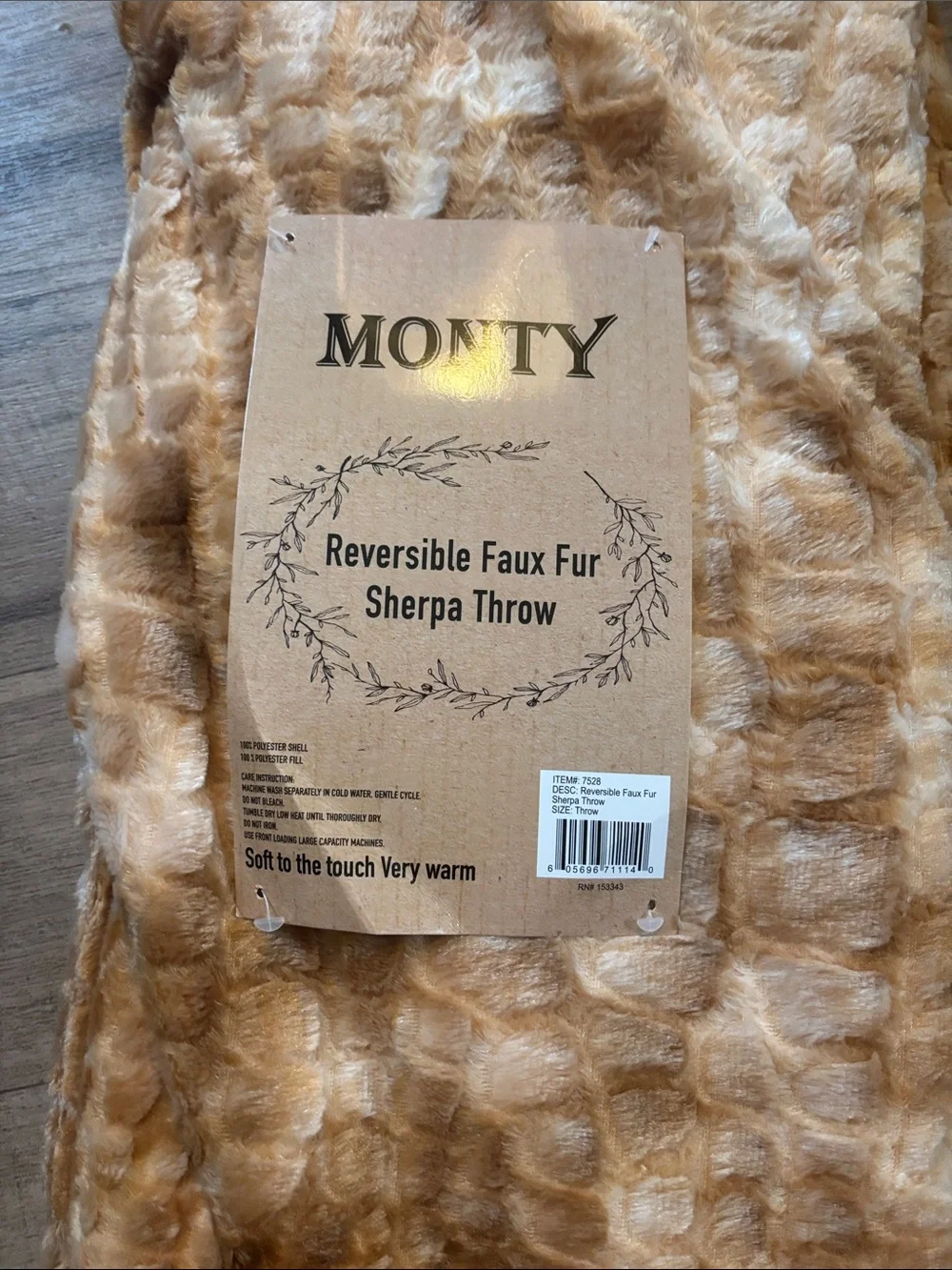 Reversible Faux Fur Sherpa Throw - Caramel Brown